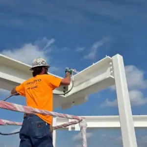 Nettles fireproofing contractor spraying Intumescent Fireproofing for retail building